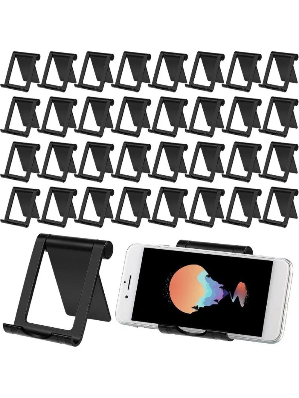 40 Pcs Adjustable Phone Stand for Mobile Phones & Tablets - Black, Multi-Angle